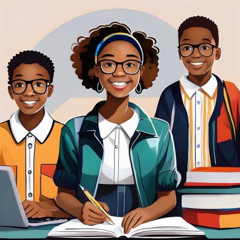 imagine_an unequal collage type image of students learning while each image in the collage depicts a